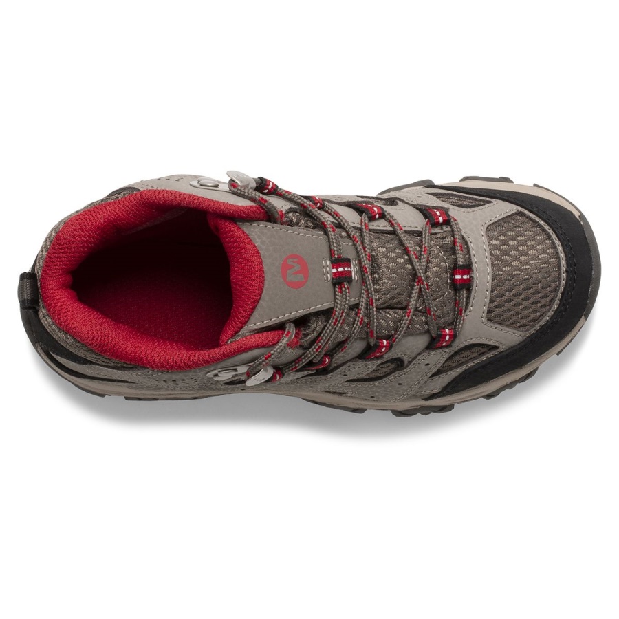 Merrell Big Kid's Moab 3 Mid Waterproof Boot Boulder-Red