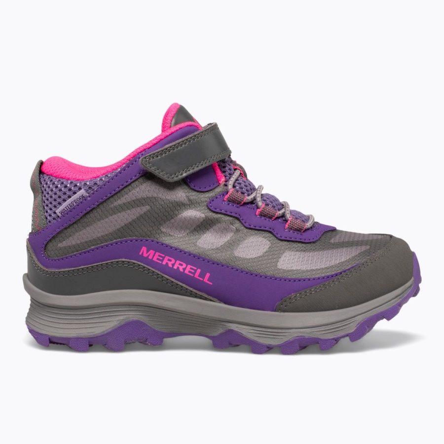 Merrell Big Kid's Moab Speed Mid A/C Waterproof Grey-Pink-Purple
