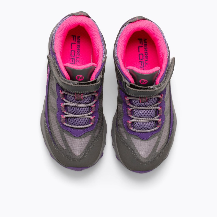 Merrell Big Kid's Moab Speed Mid A/C Waterproof Grey-Pink-Purple