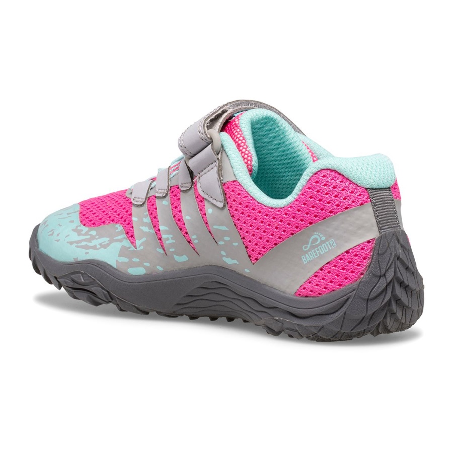 Merrell Big Kid's Trail Glove 5 A/C Shoe Grey-Hot Pink-Turq