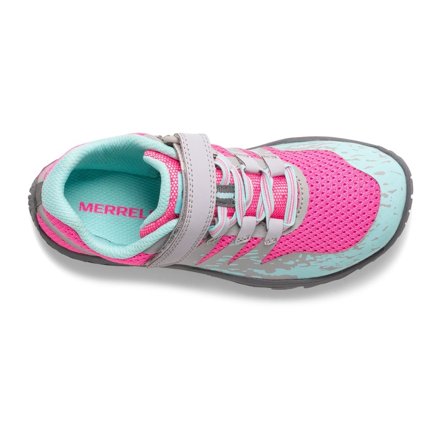 Merrell Big Kid's Trail Glove 5 A/C Shoe Grey-Hot Pink-Turq
