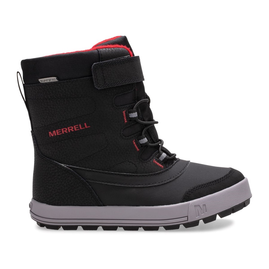 Merrell Little Kid's Snow Storm Waterproof Boot Black-Grey-Red