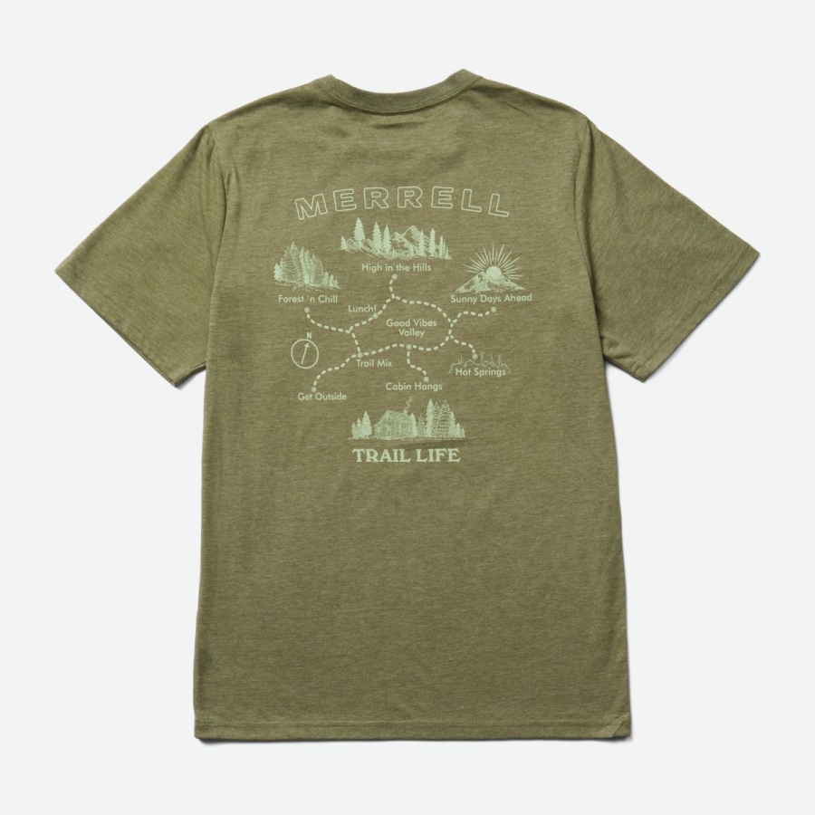 Merrell Men's Map Graphic Tee Dusty Olive Heather