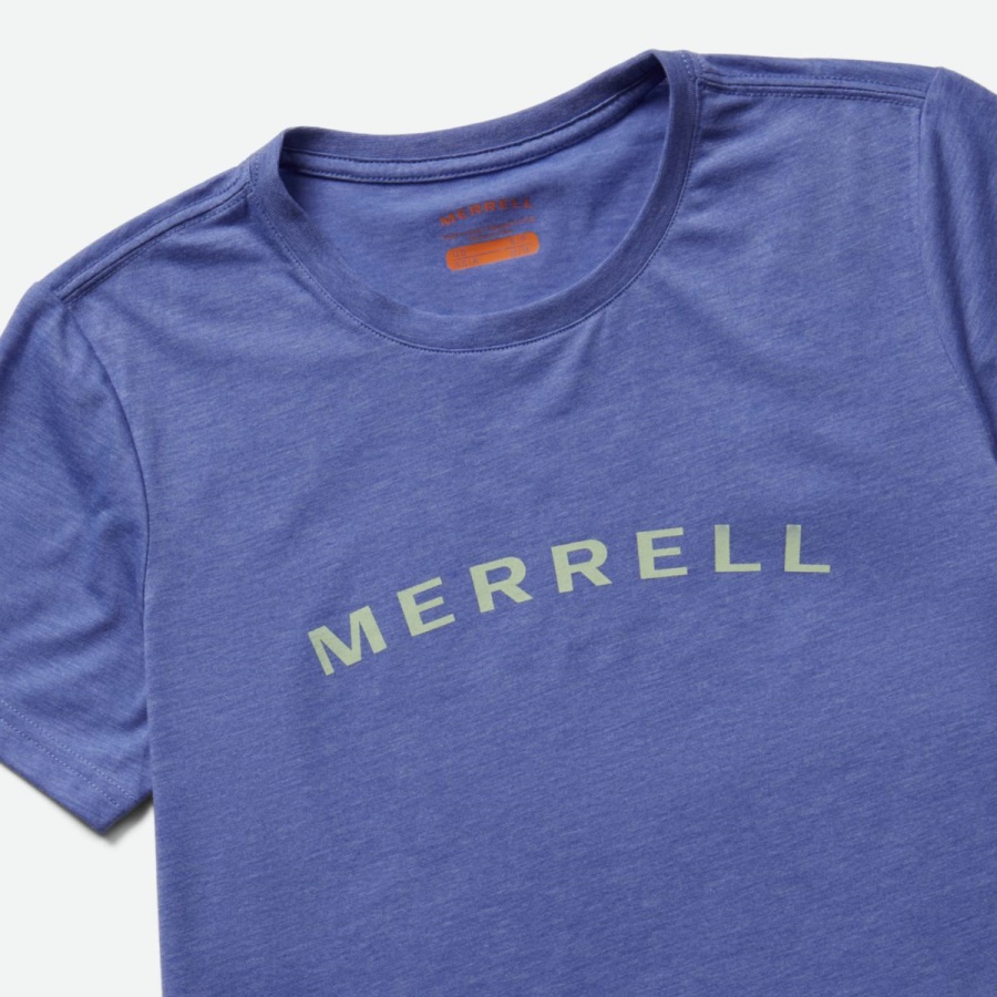 Merrell Women's Wordmark Short Sleeve Tee Baja Blue Heather